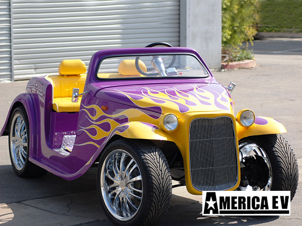 Purple California Roadster with Yellow Flames